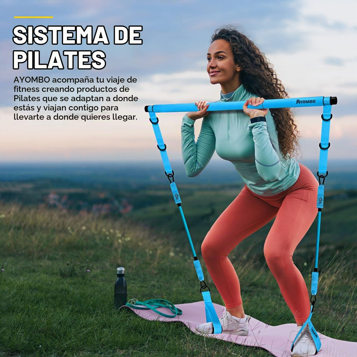Kit de barra de pilates Ayombo con bandas de resistencia, equipo de...