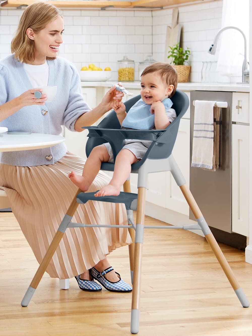 Skip Hop Silla alta para bebés 4 en 1 convertible, EON, azul pizarra