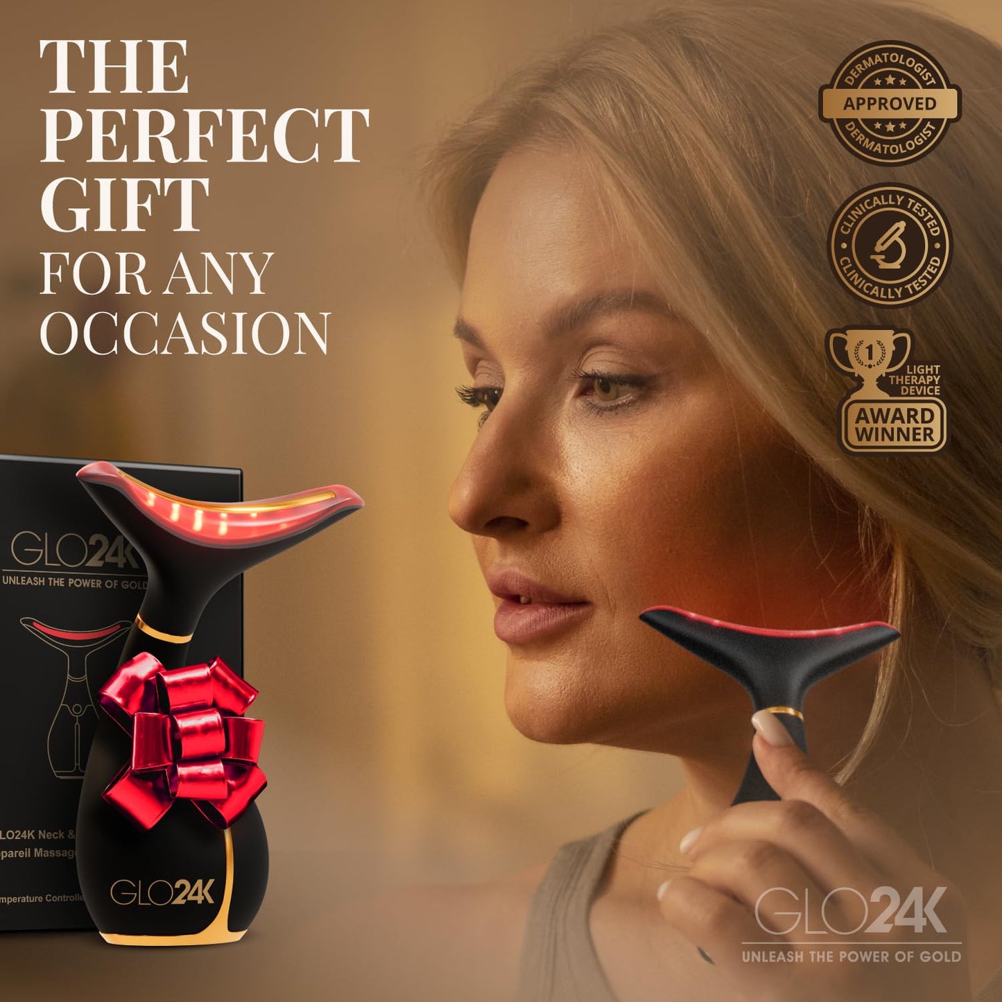 GLO24K Dispositivo de Belleza con Luz Roja para Cara y Cuello \u201...