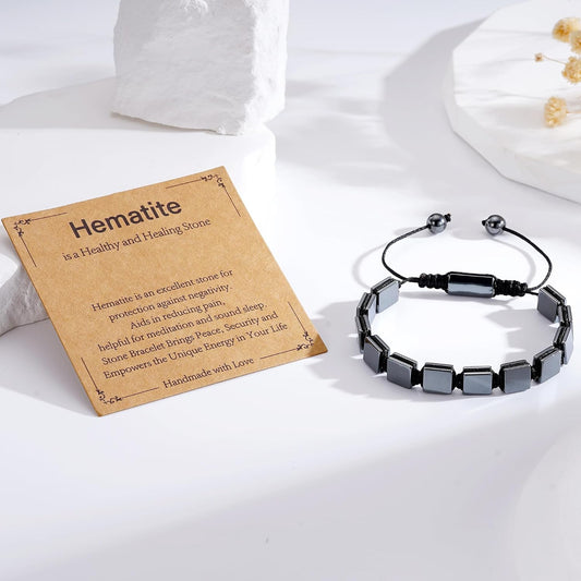Saroly Pulsera de hematita para hombre, piedra de hematita natural,...