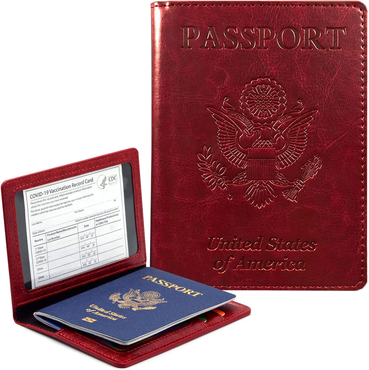 Funda para pasaporte con bloqueo RFID de piel, cartera con ranura p...