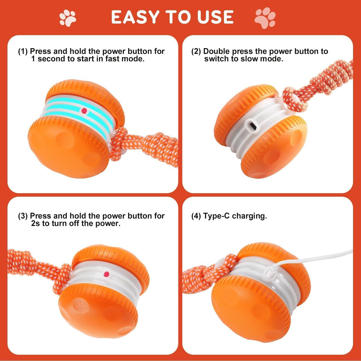 QGI Pelota interactiva para perros, juguete eléctrico para perros m...