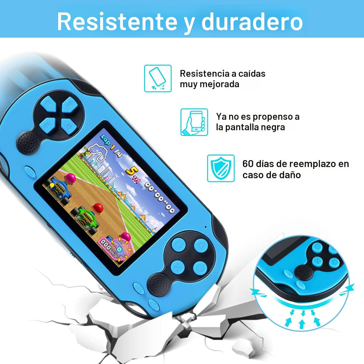 TaddToy Juego de mano de 16 bits para niños y adultos, pantalla gra...