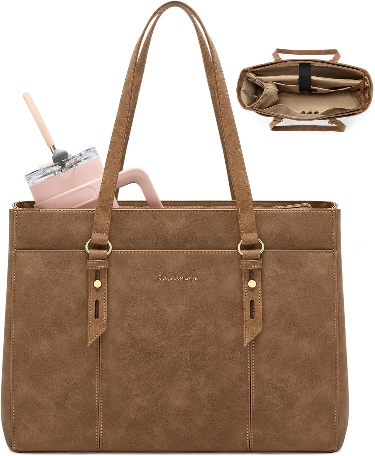 RAINSMORE Bolso vintage para portátil de 15.6" para mujer, verd...