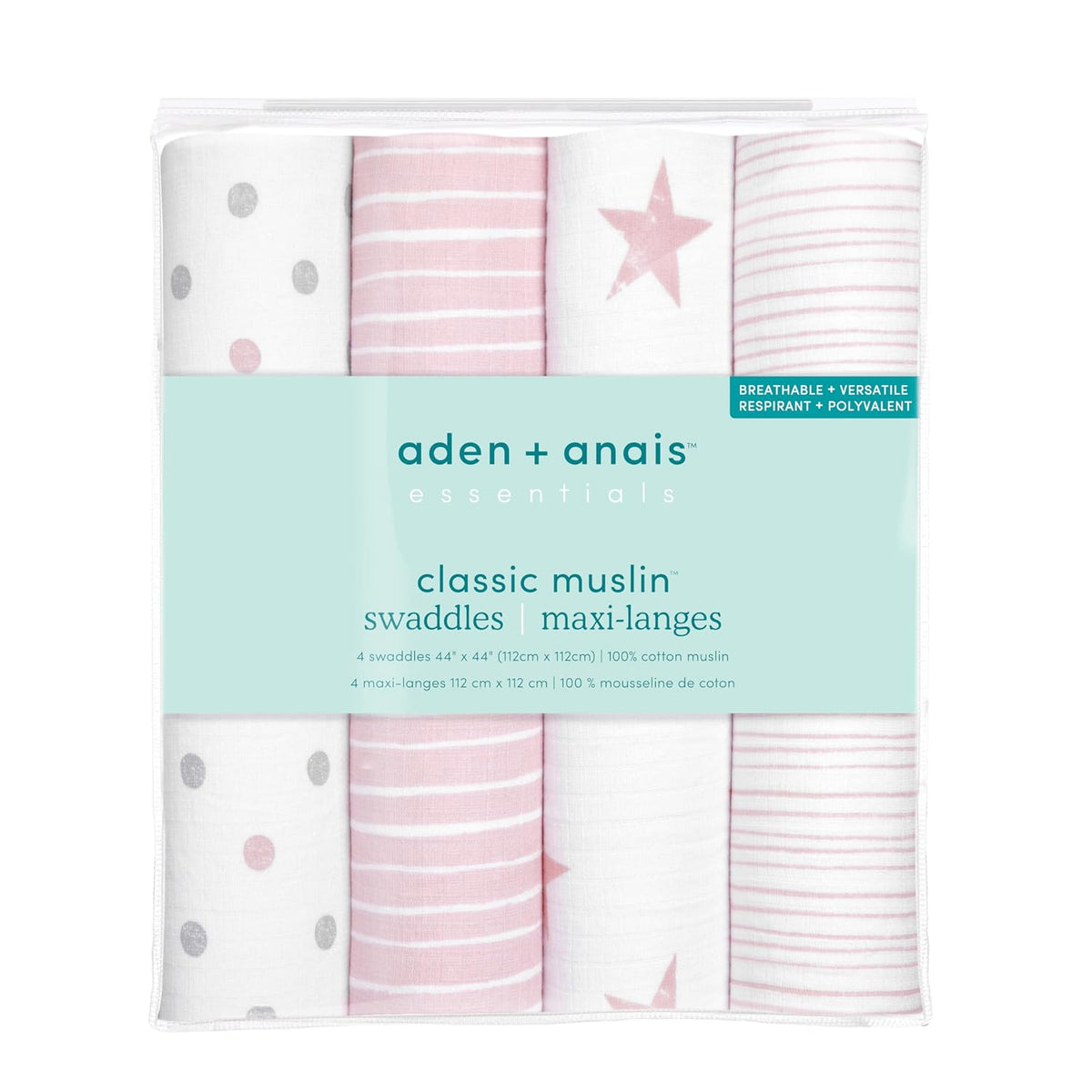 aden + anais Essentials Mantas de Muselina para Envolver para Bebés...