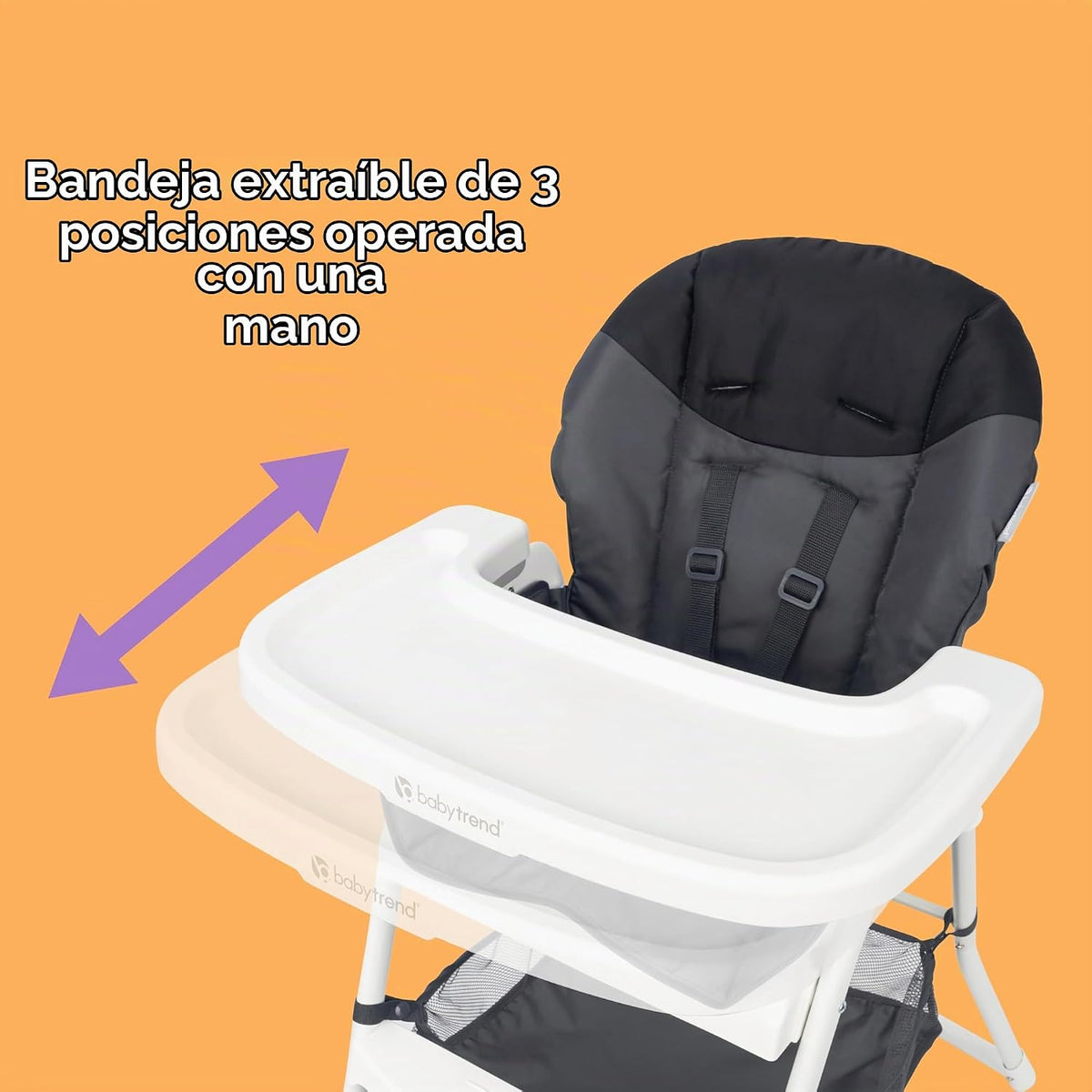 Baby Trend Silla alta con pliegue plano, color negro estelar