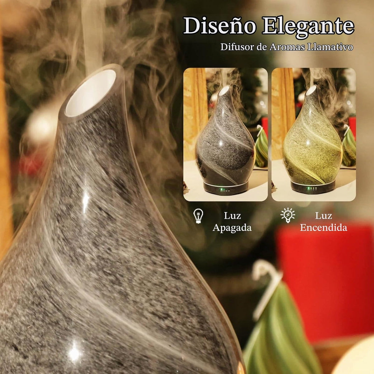 Porseme - Difusor de aceite esencial de 280 ml, vidrio con cambio d...