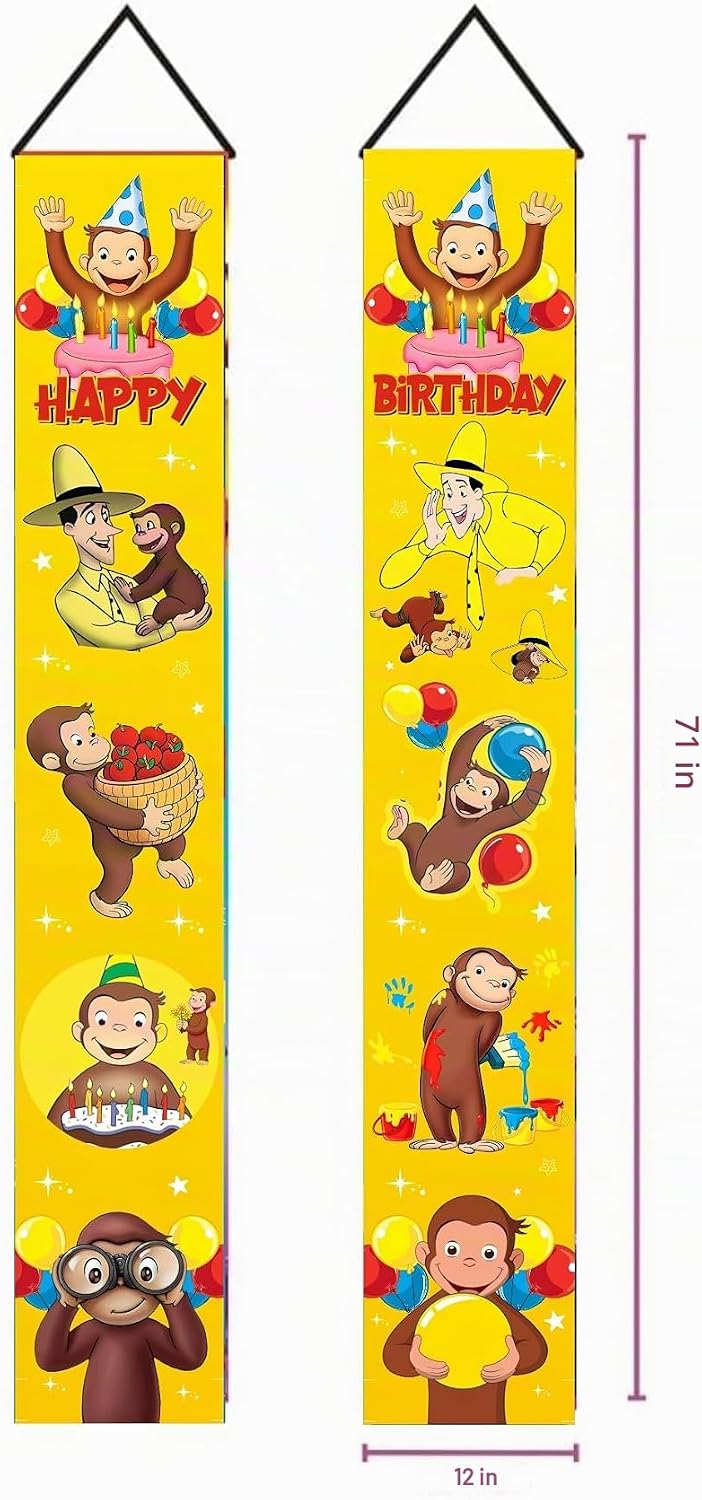2 carteles de dibujos animados para porche de cumpleaños de George...