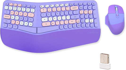 Combo de teclado y mouse ergonómico inalámbrico con reposamuñecas d...