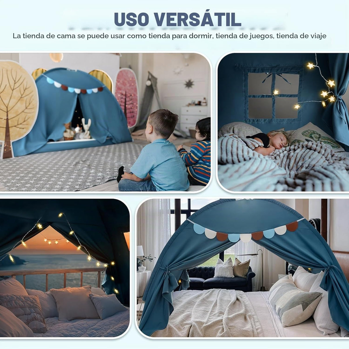 Toldo de cama de tamaño completo para niños, tienda de campaña para...