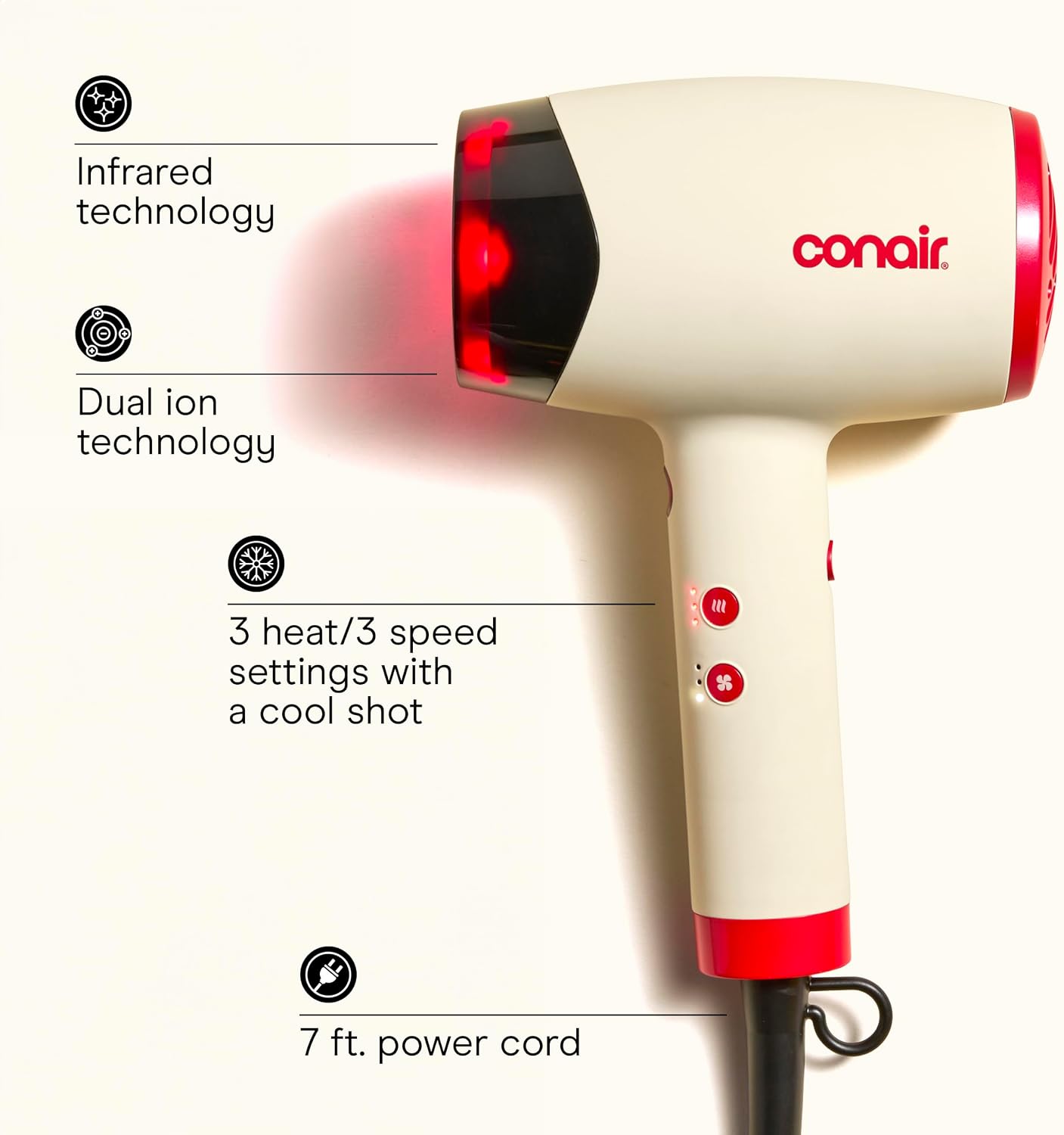 Conair InfinitiPRO - Secador de pelo infrarrojo + difusor, secado r...