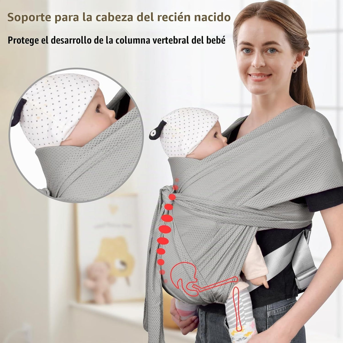 vrbabies Fular portabebés para recién nacidos y niños pequeños, agr...