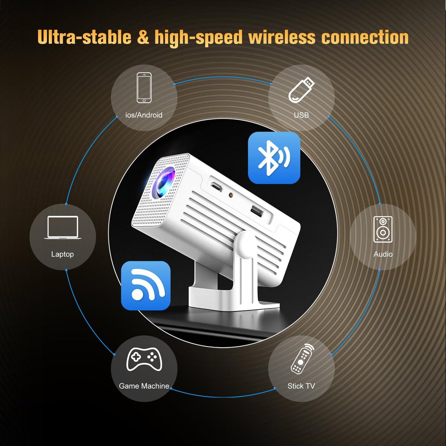 XENPONAD Mini proyector con WiFi y Bluetooth, proyector compatible...