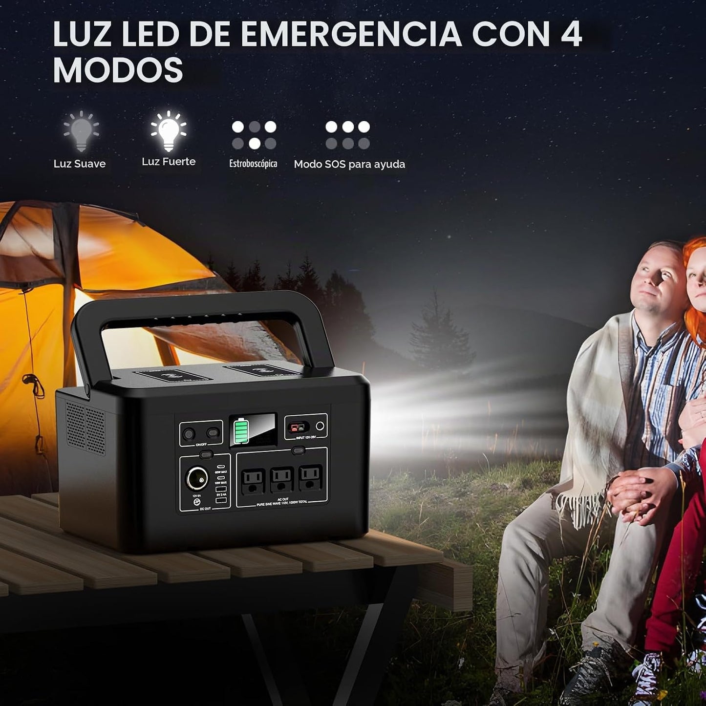 Estación de energía portátil 800W, generador solar 740Wh para acamp...