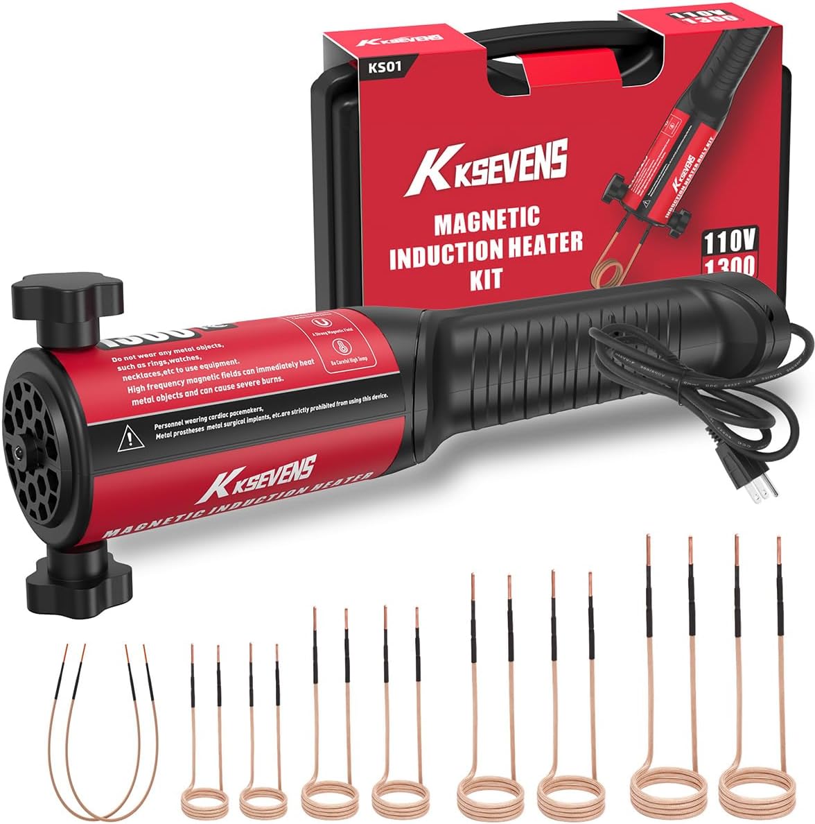 Perno de calentador de inducción 1300 W 110 V, kit de herramientas...