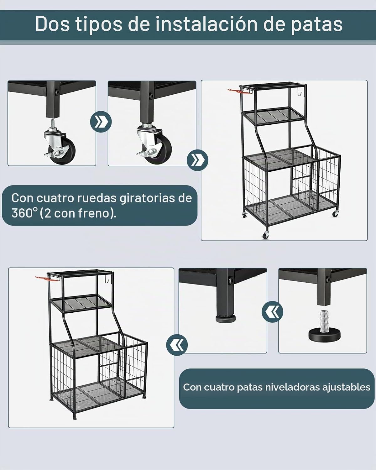 AHOWPD Estante de pesas para gimnasio en casa, estante de almacenam...