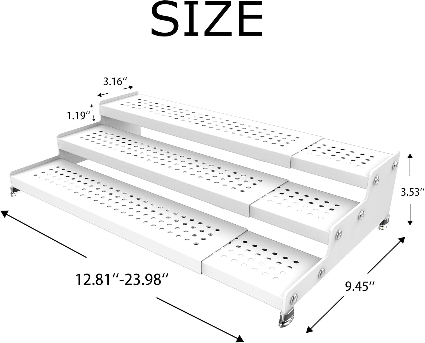 Zilvando Estante extensible de metal para especias de 3 niveles, bl...