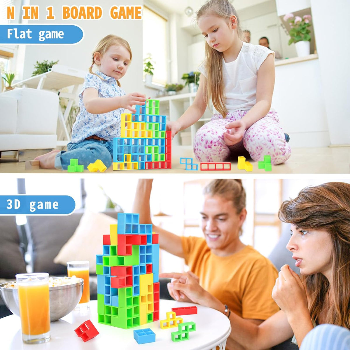 BBnote Juego de pila de 48 piezas para adultos y niños, juegos de t...