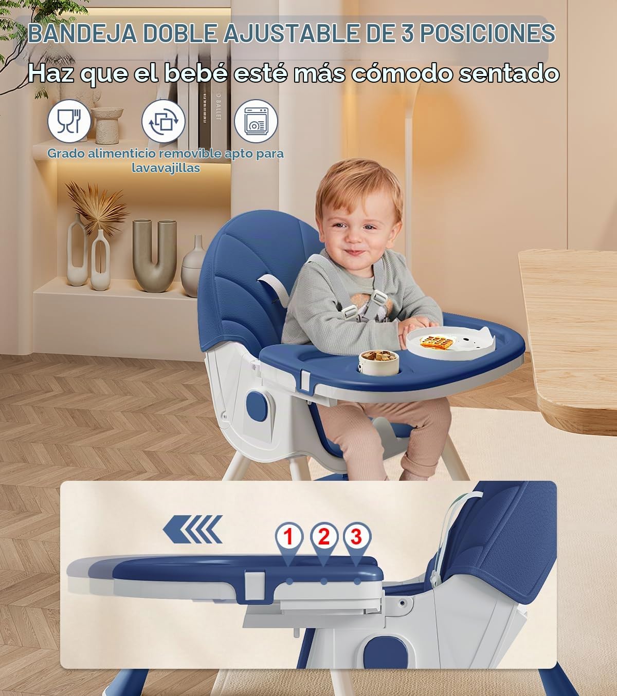 Silla alta para bebé, sillas altas 5 en 1 para bebés y niños pequeñ...