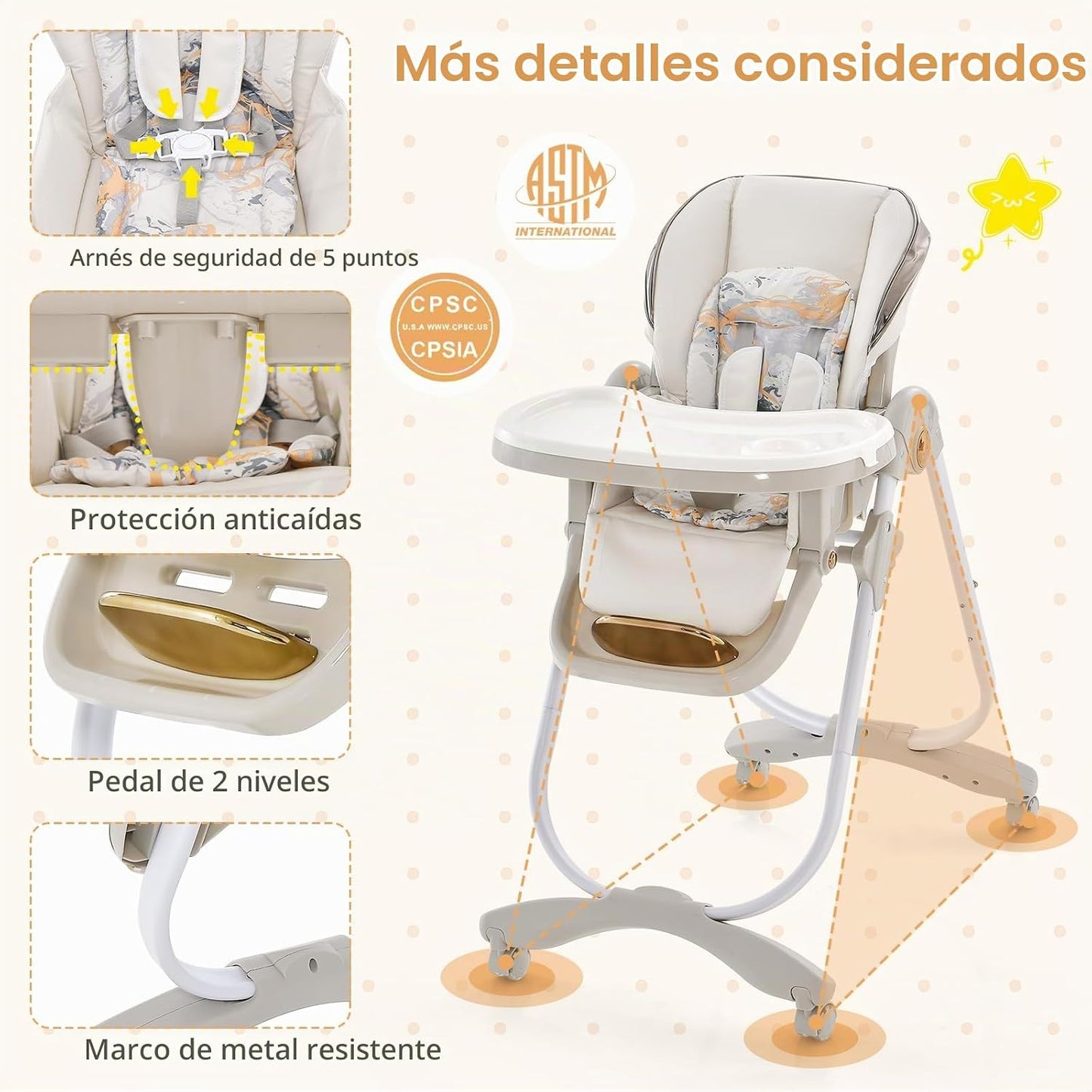 BABY JOY Silla alta, silla alta plegable para bebé con altura ajust...