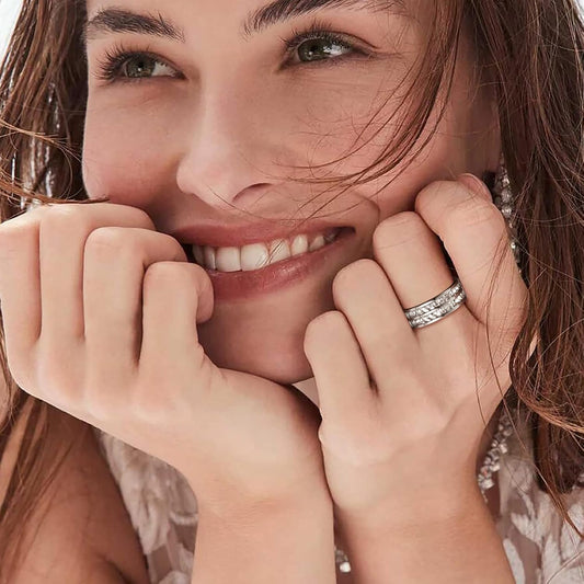 ZDZM Anillo de banda de circonita cúbica deslumbrante para mujeres,...