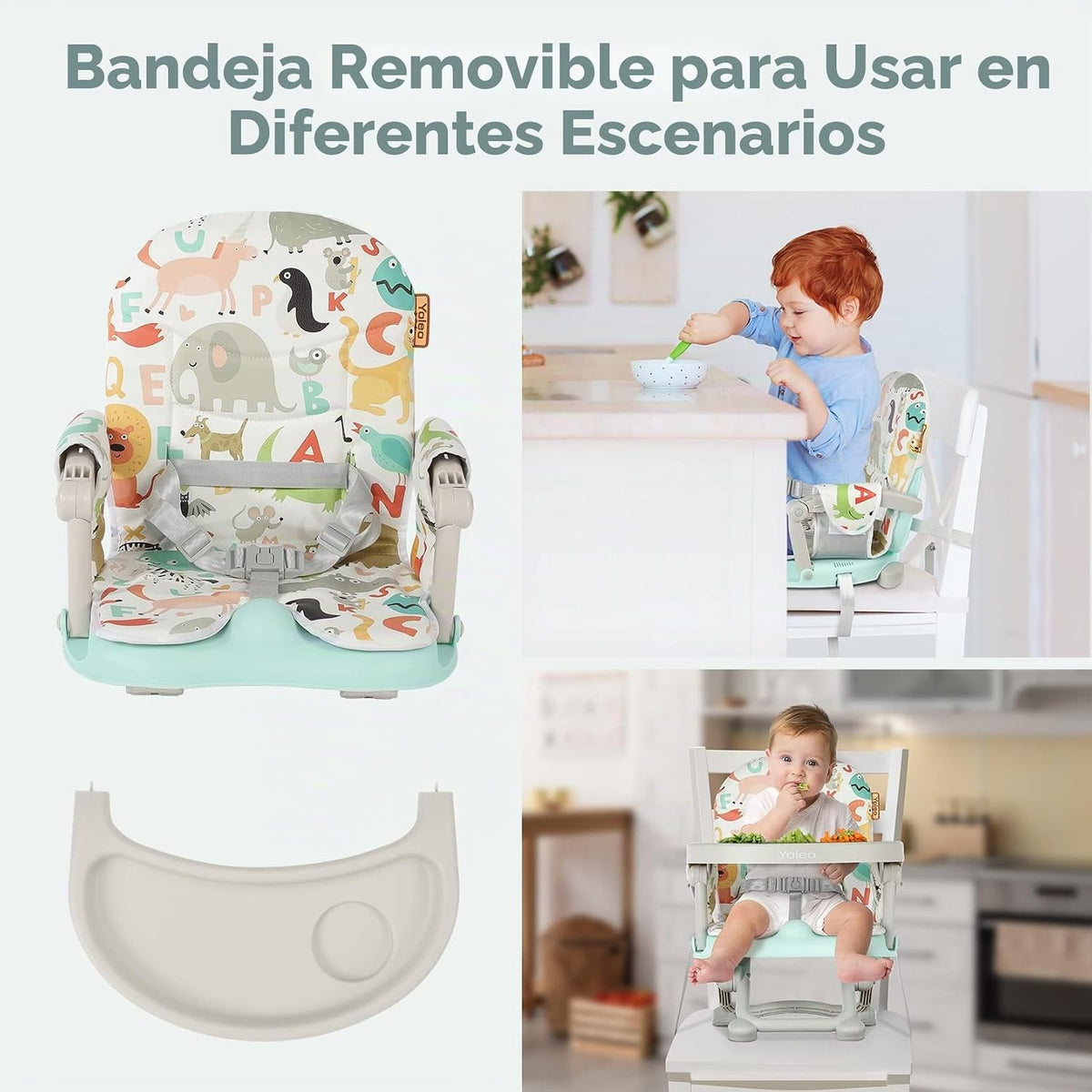 YOLEO Silla Alta para Bebé Asiento Elevador para Mesa de Comedor, A...