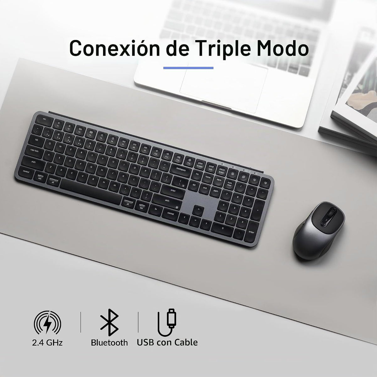 Keychron Combo de teclado y mouse inalámbricos B6 Pro, escritura si...