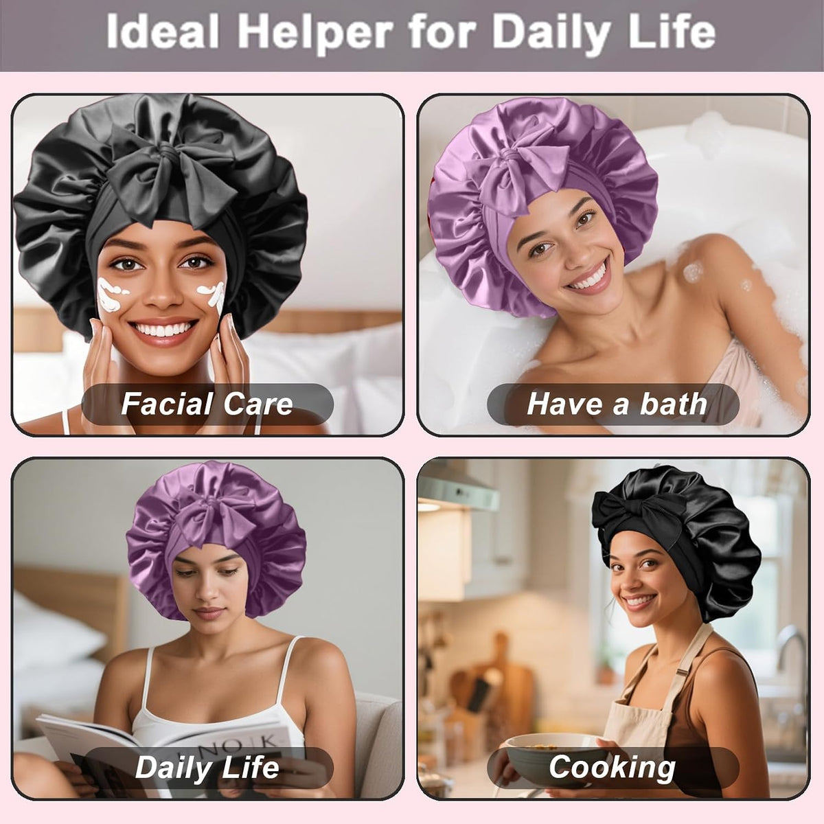 2 piezas de gorro de seda satinada para dormir para mujeres, gorro...