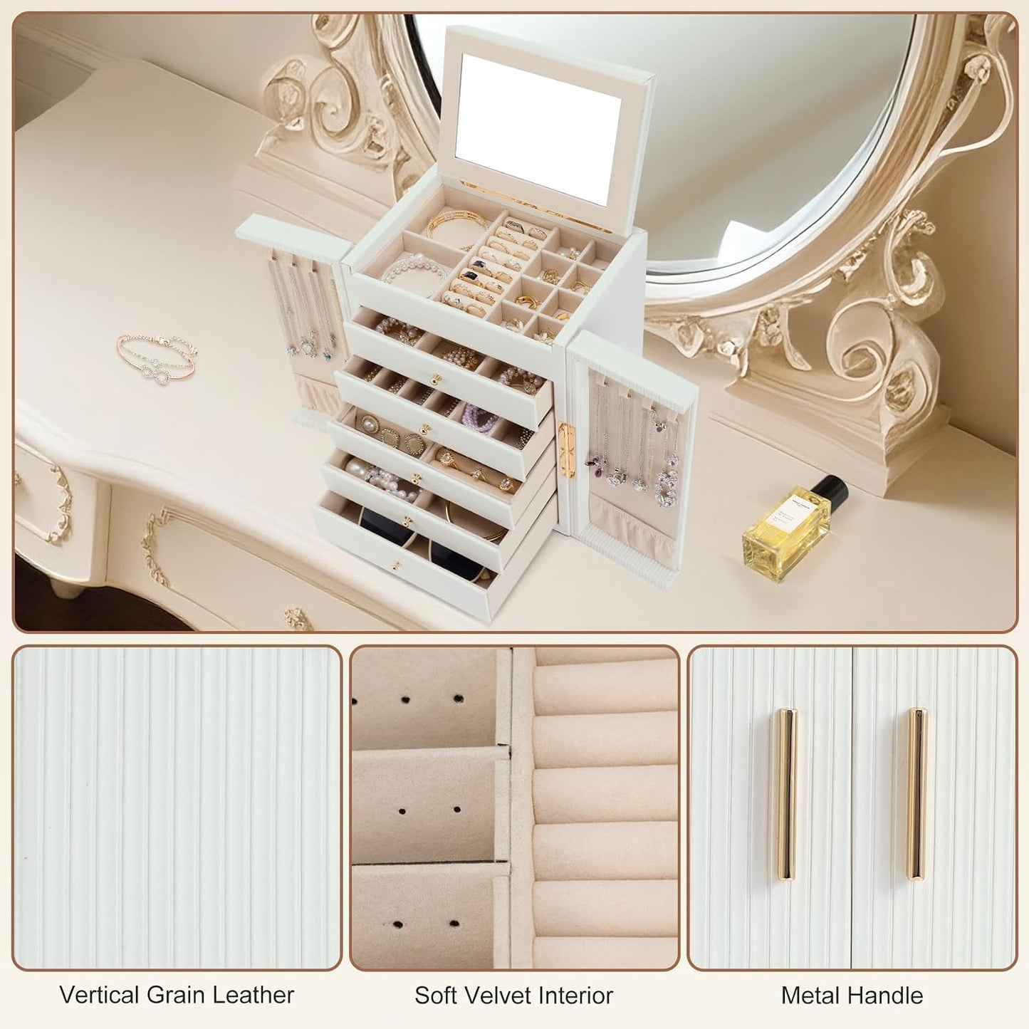 Dajasan Caja organizadora de joyas grande, cajas de joyería para mu...