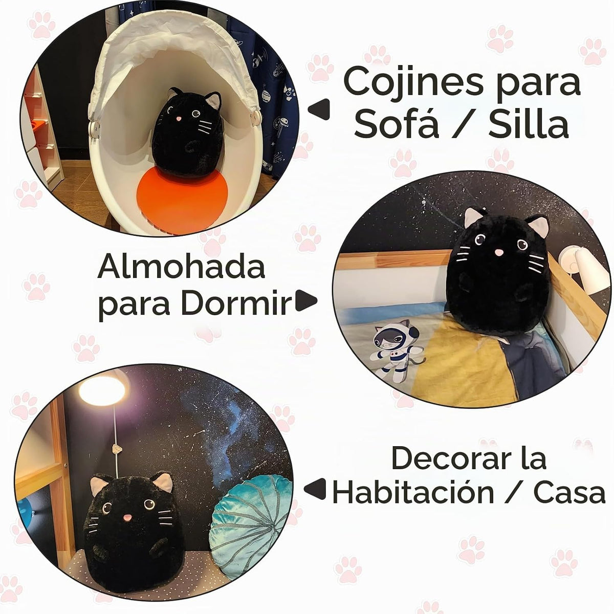 WEIGEDU Gato Negro Gatito Animales de Peluche de Felpa Juguetes con...