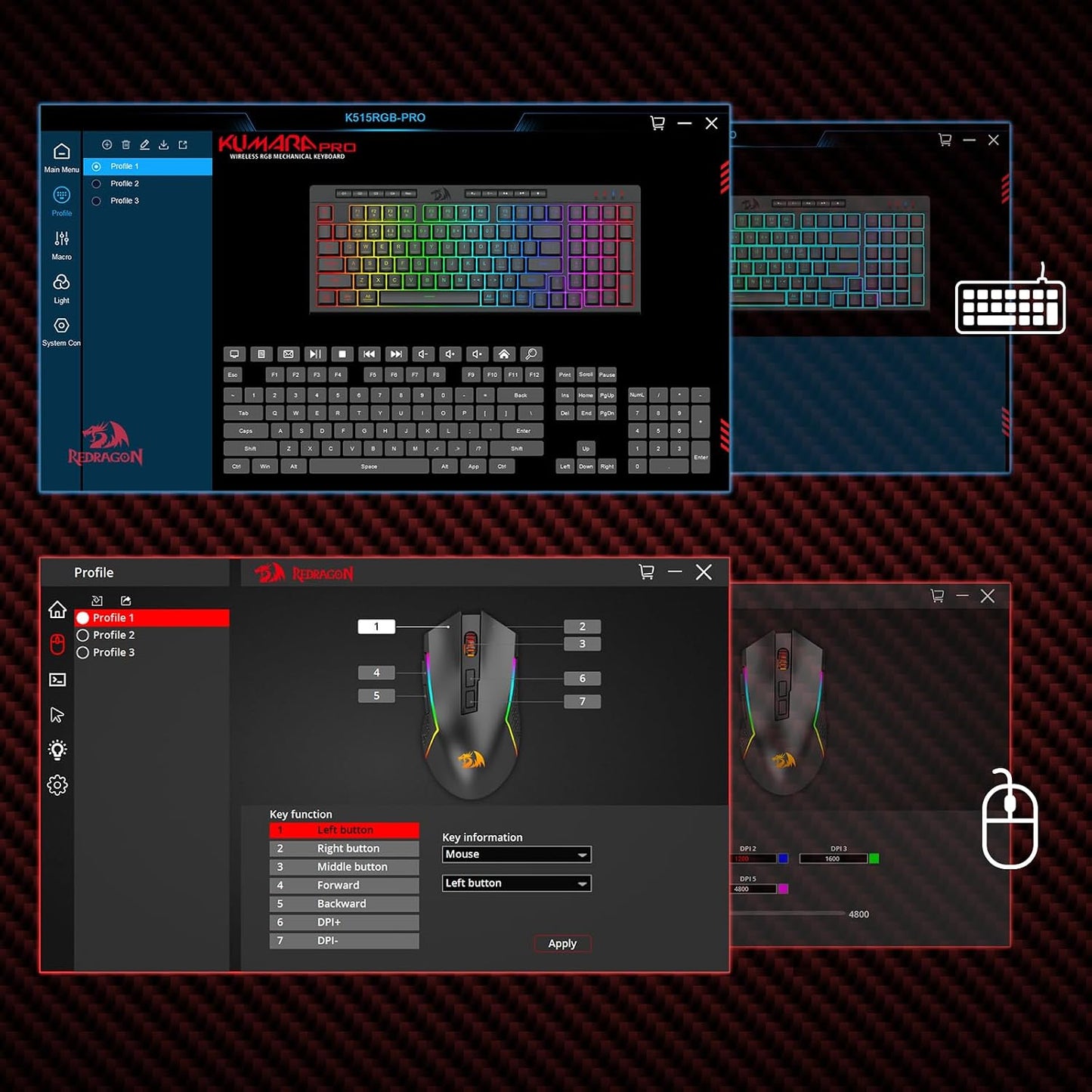Redragon S142 Combo de teclado y mouse inalámbricos para juegos, te...