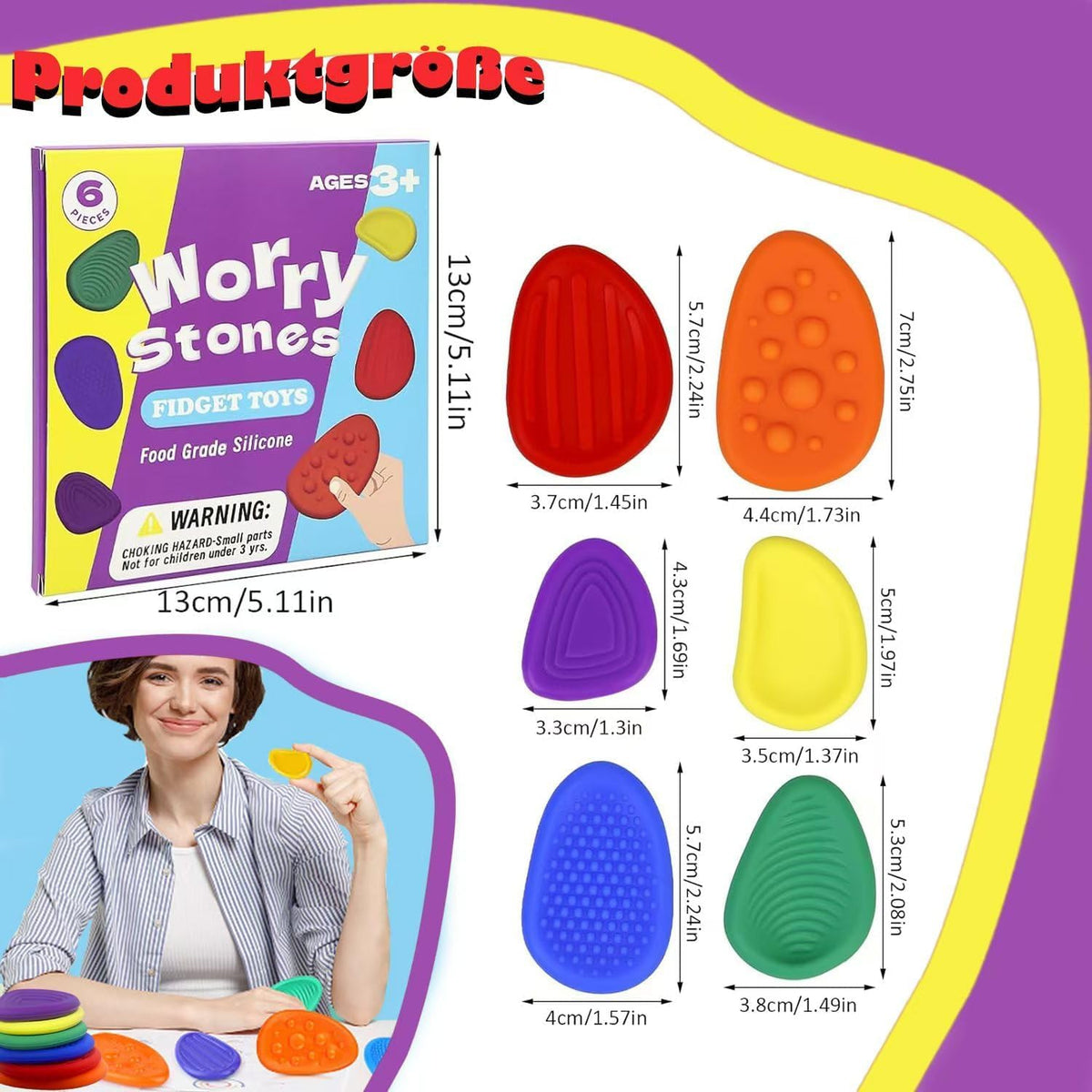 Piedras de preocupación para la ansiedad, juguetes para adultos, pi...