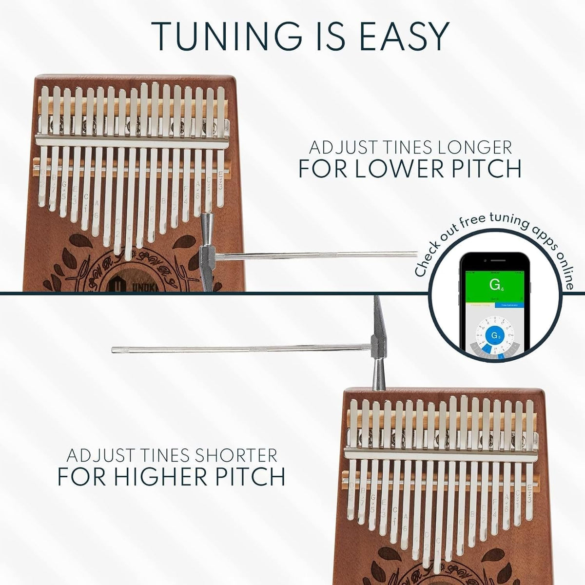 UNOKKI Piano de Pulgar Kalimba de 17 Teclas - Instrumento de Percus...