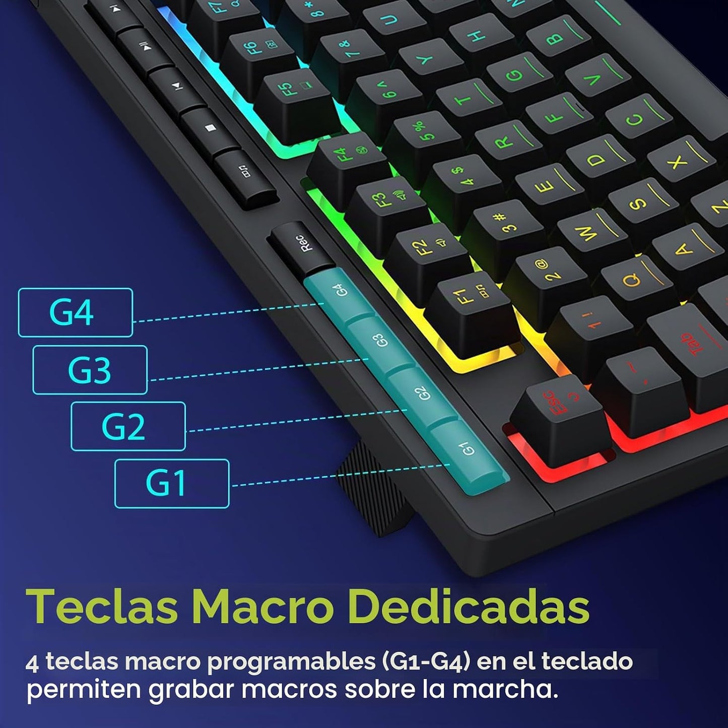 Redragon Teclado para juegos K524 75% con cable, retroiluminación R...