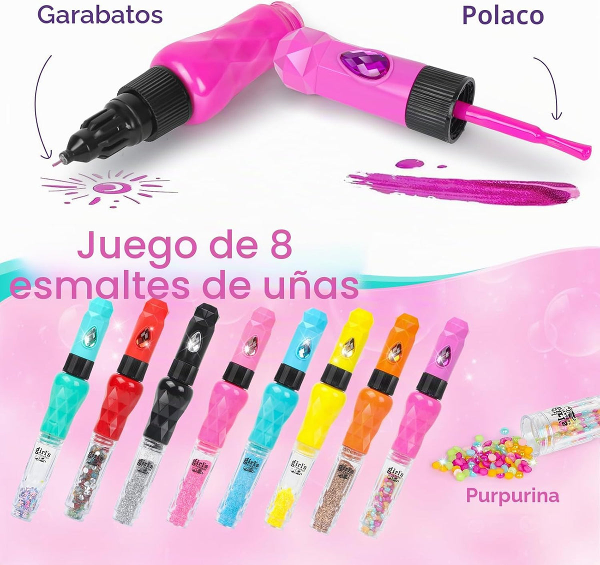 Juego de 8 bolígrafos de arte de uñas para niños, esmalte de uñas n...