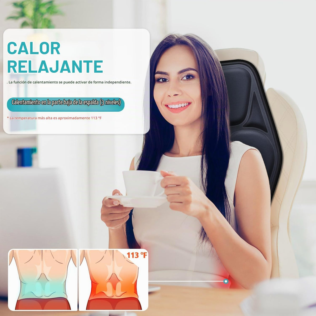 AIVEISI Cojín de asiento de masaje con calor 9 estilo de masaje fun...