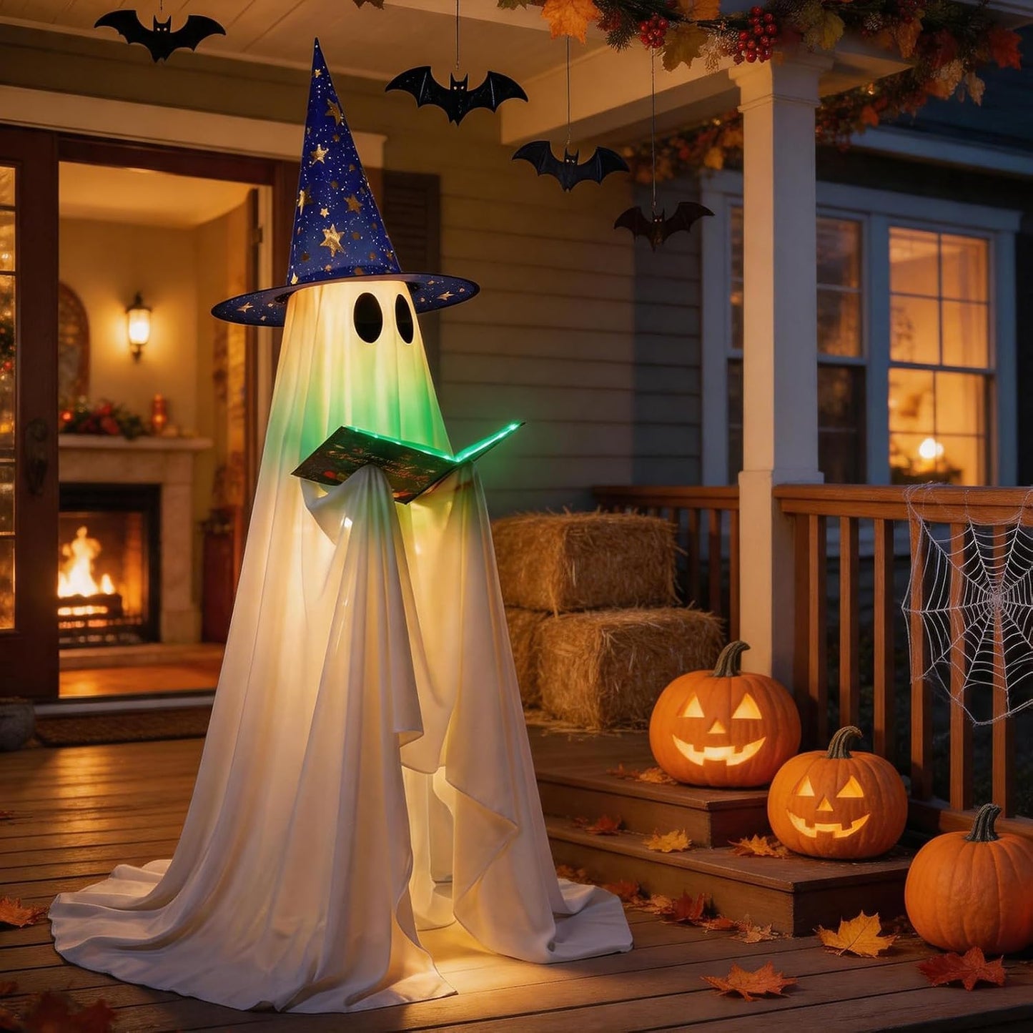 Decoración de fantasmas de Halloween, 53 pulgadas, con sombrero de...