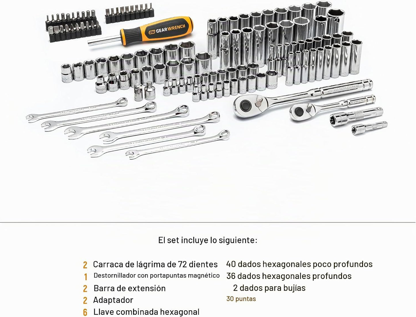 GEARWRENCH GW72SCBMTS - Juego de herramientas manuales de mecánica...