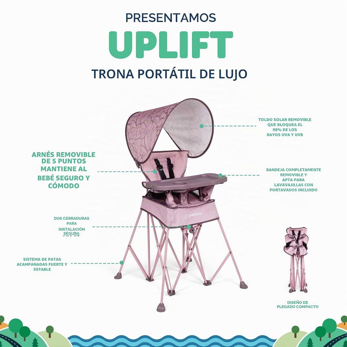 Baby Delight Go with Me Uplift - Silla alta portátil de lujo, silla...