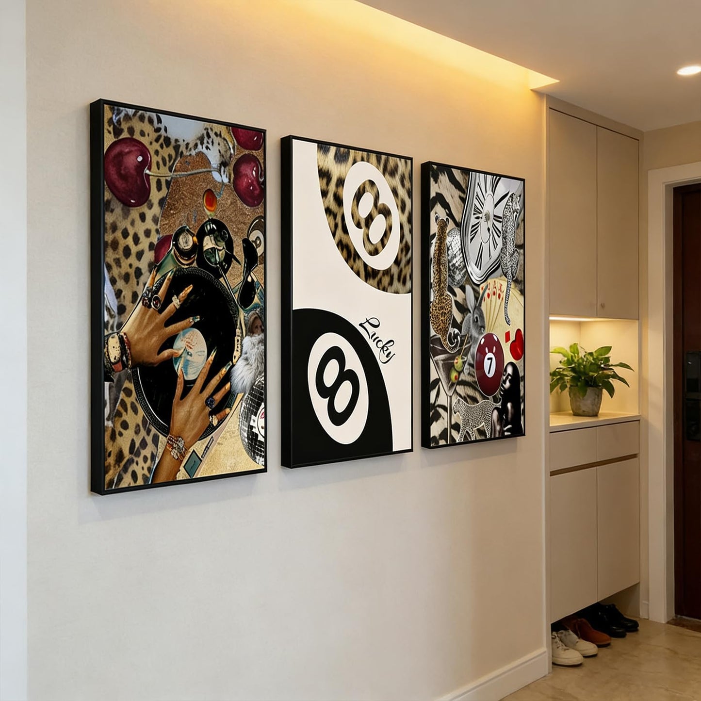 3 piezas de lienzo de guepardo a la moda, pintura de leopardo, deco...