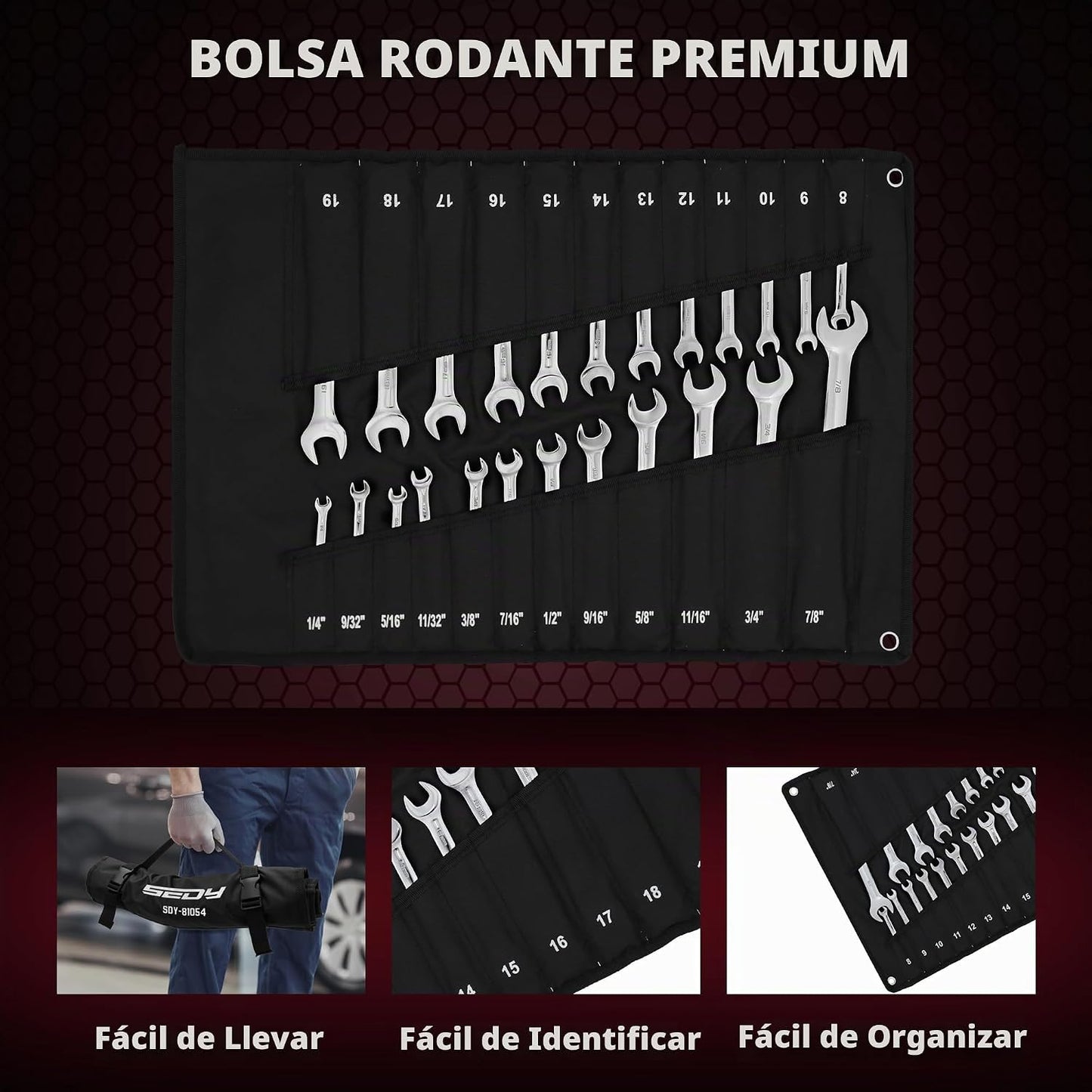 Juego de llaves de trinquete premium de 24 piezas, llaves combinada...