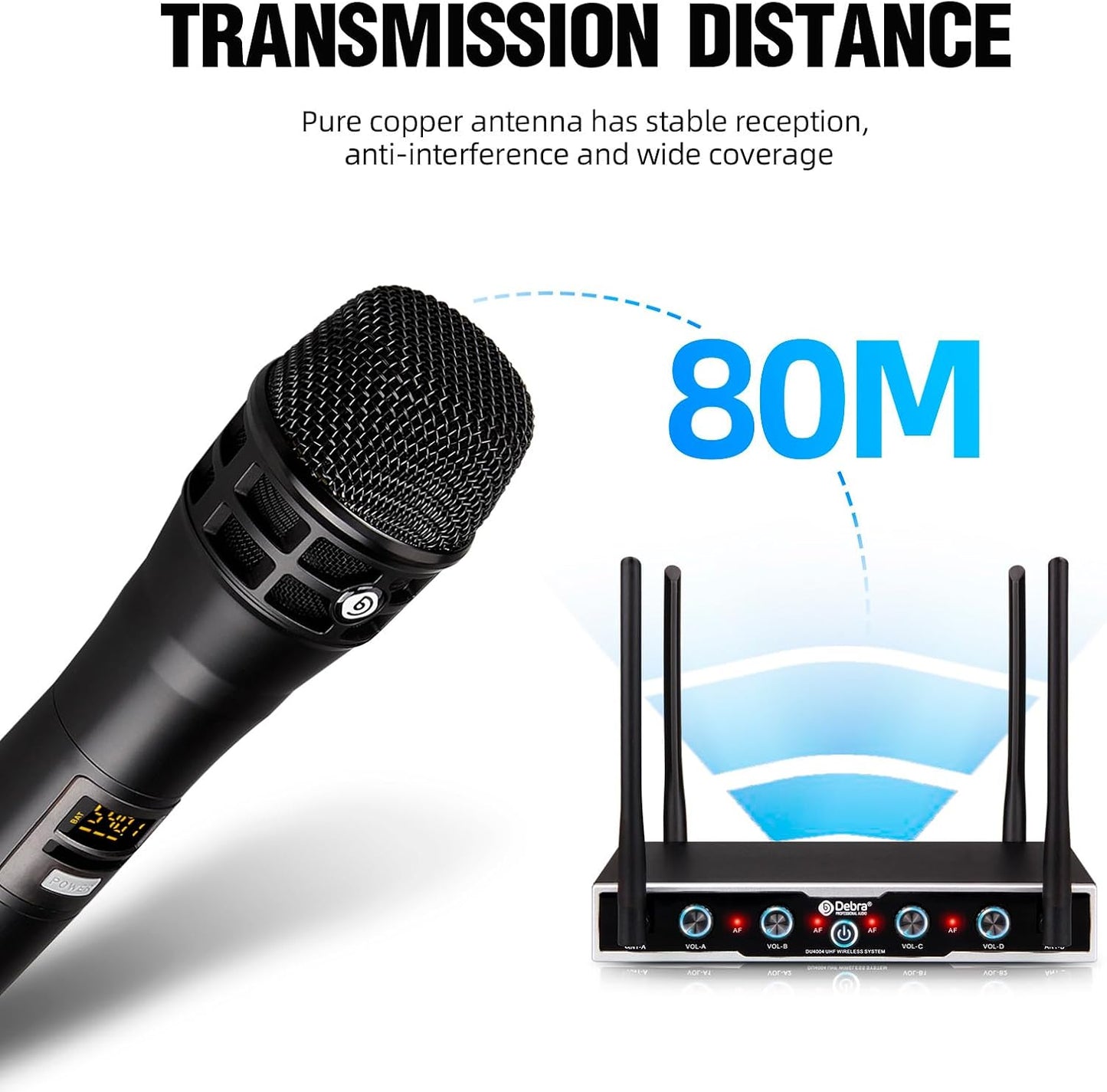 D Debra Sistema de Micrófono Inalámbrico Audio Pro DU4004 UHF 4 * 1...