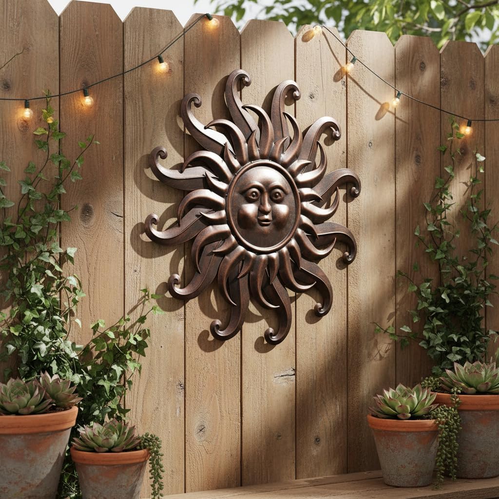 Comfy Hour - Arte de pared grande de metal con cara de sol de 25 pu...