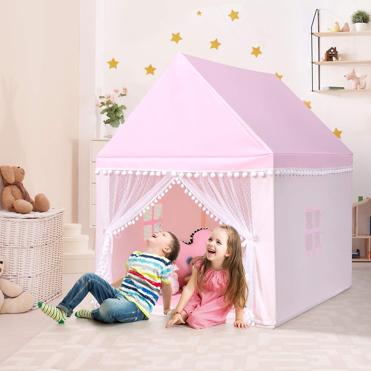 Costzon Tienda de campaña para niños, casa de juegos grande con alf...