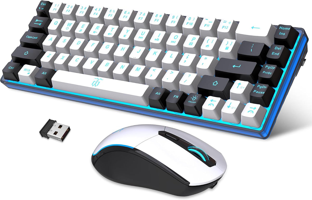 Snpurdiri - Combo de teclado y mouse inalámbricos para juegos al 60...