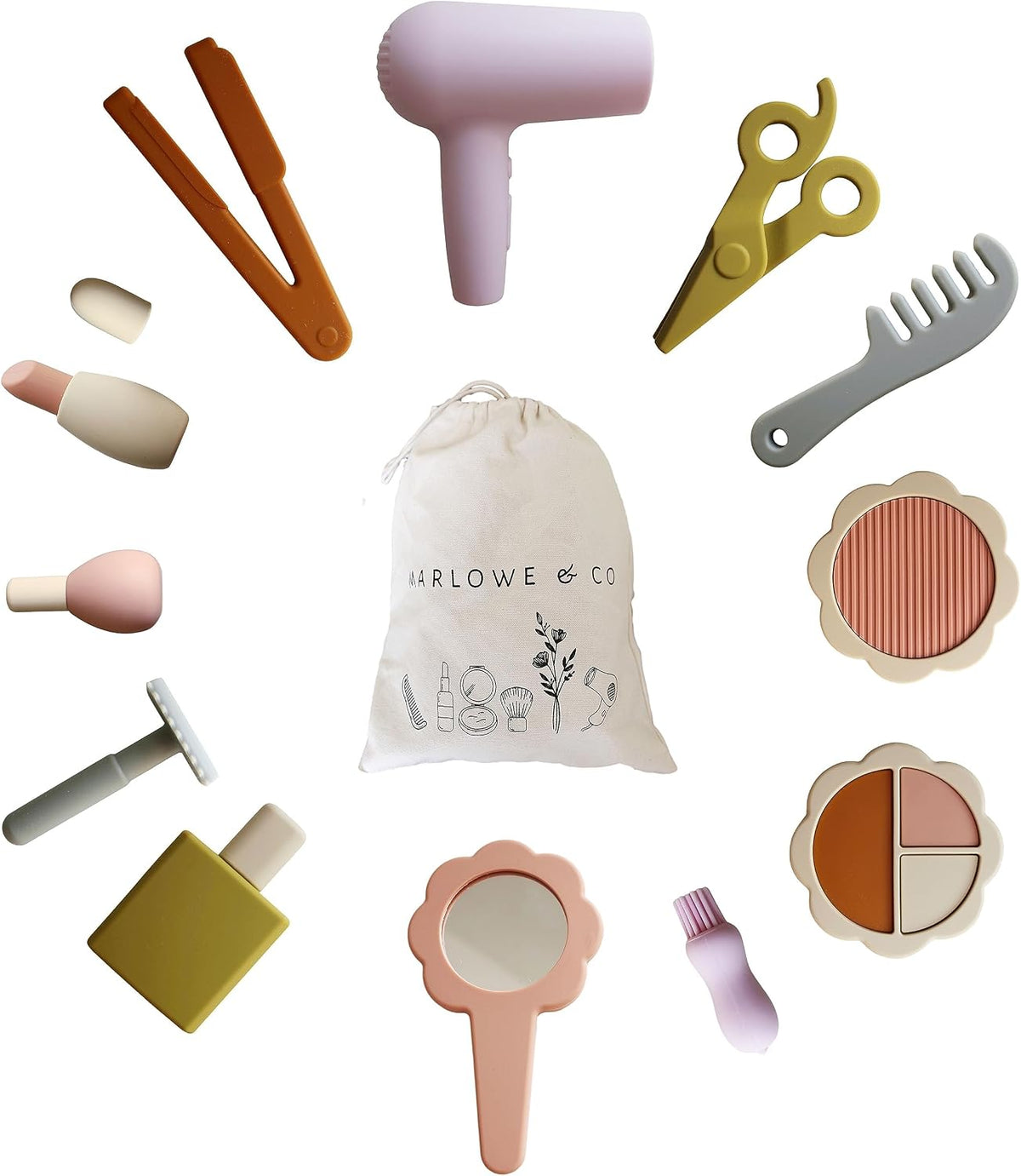 Marlowe &amp; Co Kit de maquillaje y cabello de silicona para niños...