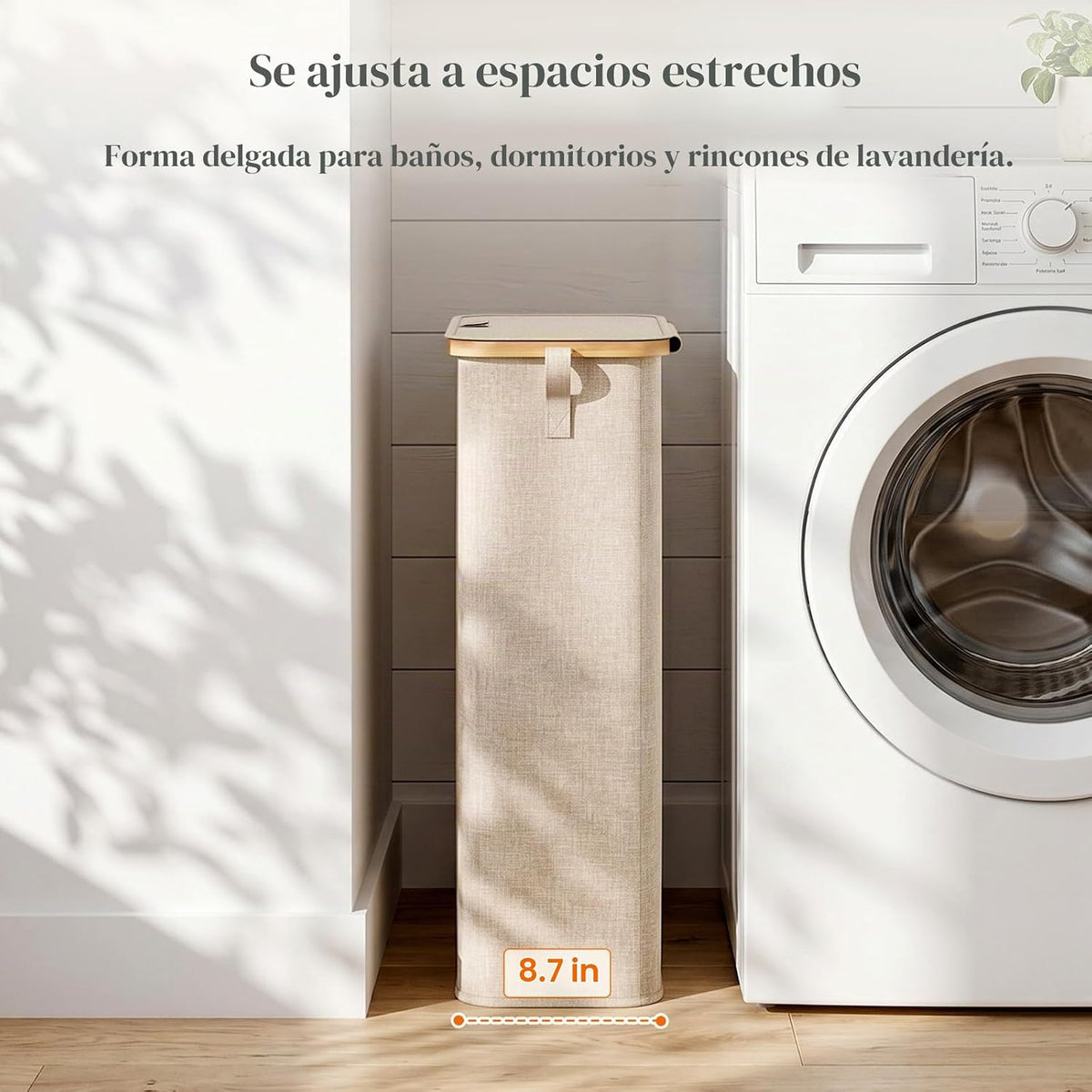 Lifewit Cesta de lavandería delgada de 65 litros con tapa, cesta es...