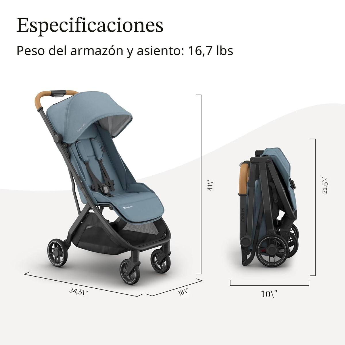 UPPAbaby Minu V3 Cochecito de viaje | Diseño ligero + compacto | Pl...