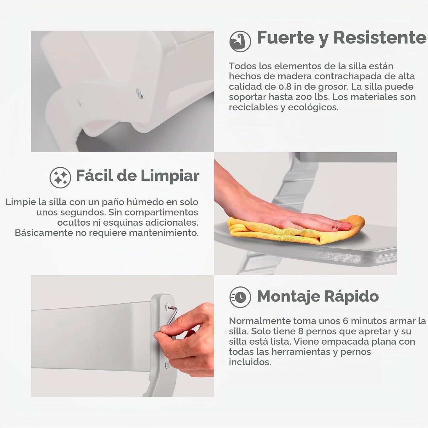 FORNEL Silla Alta Moderna de Madera Blanca | La Silla Para Siempre...
