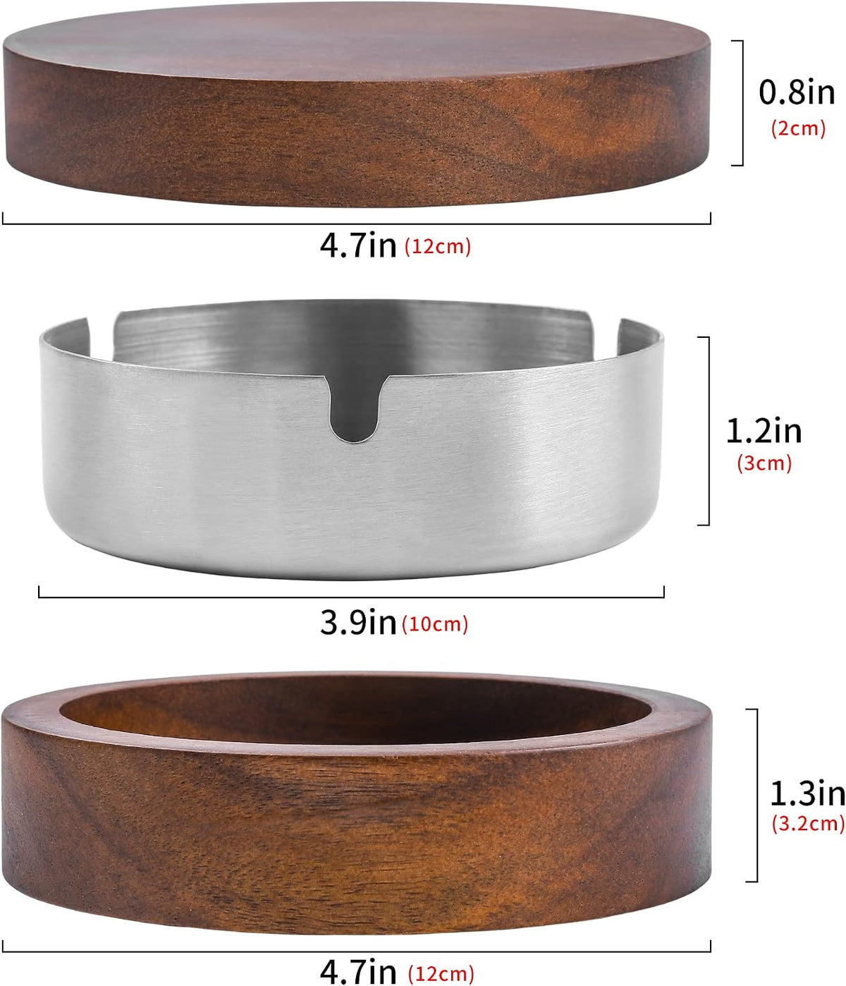 Cenicero de madera con tapa para fumadores, forro de acero inoxidab...
